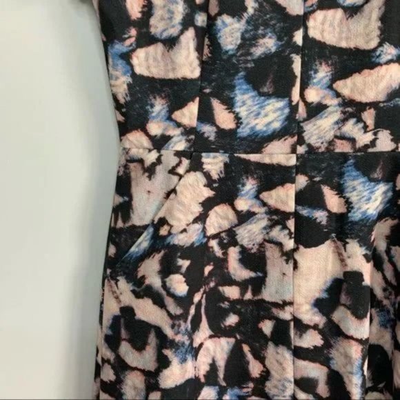 Club Monaco dress casual abstract print black multi color shirt sleeves size 6 - Picture 3 of 11